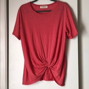 SOLD Boutique red and white striped knot top L